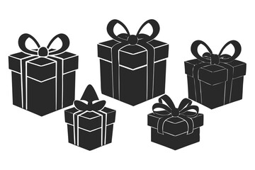 set of Gift Box silhouette vector illustration