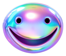 Naklejka premium PNG Emoji smile iridescent sphere purple
