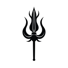 Lord Shiva Trident Symbol Black And White Vector Graphic Illustration Isolated