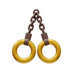 Golden Rings Connected by Brown Chain: A 3D Rendered Image of Intertwined Circles