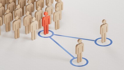 3d illustration of Wooden piece with one pawn replaced by another one. Concept of succession planning and leader or senior manager replacement.