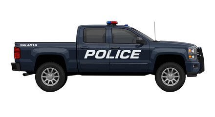 Police Pickup Truck Vehicle Cartoon Toy No Background Vector Transparent 