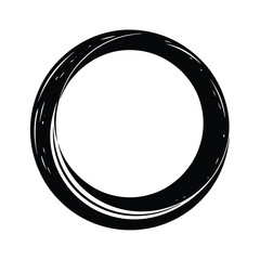 Black Circle Shape Artistic Design Element On White Background Hand Drawn Style