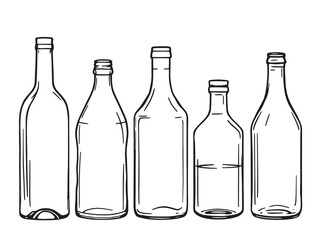 Bottle Single Clear Vision Black Line Art