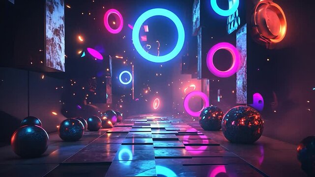 Neon Geometric Corridor