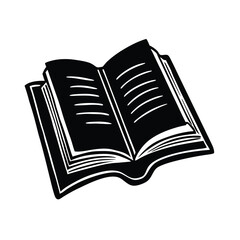 Black And White Graphic Illustration Of An Open Book For Education Concepts