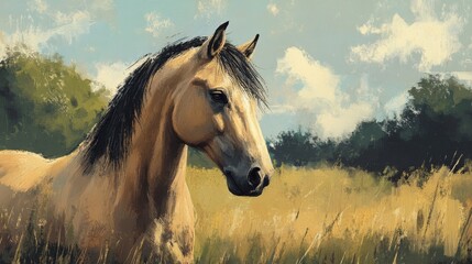 Obraz premium An acrylic brush-painted portrait horse