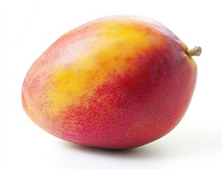 Fresh and Juicy Mango with Vibrant Yellow and Red Skin, Perfectly Ripe, Isolated on White Background for Healthy Eating and Tropical Flavor Concepts