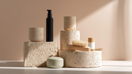 Natural skincare products still life photography for beauty and wellness brand promotion and marketing