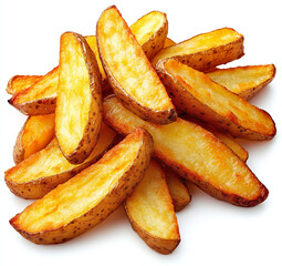 Deliciously Crispy PNG Sliced Potato Fries Food for Restaurants and Food Bloggers with Healthy Eating Theme, Cooking Techniques, and Gastronomy Illustrations on Clean White Background