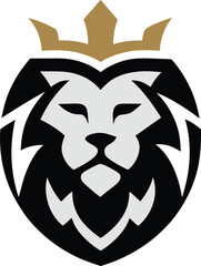 Royal Lion Head Logo with Crown – Elegant and Bold Vector Design