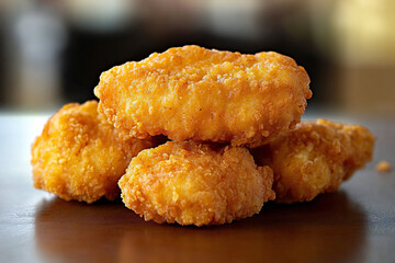 Golden Crispy Chicken Nugget Close-Up Isolated on Transparent Background, High-Quality Food Image for Food bloggers, Social Media Influencers, Recipe Developers