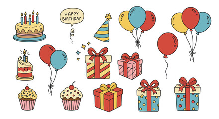 set of birthday icons