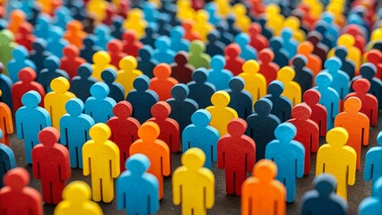 Crowd of Colorful People Figures Abstract