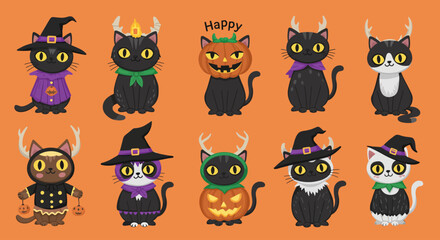Obraz premium set of helloween cartoon cats