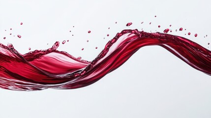 Dramatic Red Wine Pour in Crystal Glass | Burgundy Liquid Motion on White Background | High-Res Image