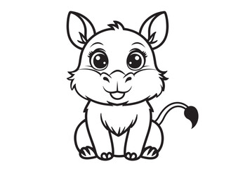 Black and white cute cartoon Donkey