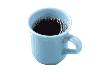 ゆっくりコーヒーを楽しんでいる、手書き風のコーヒーブレイクのイメージ（ベクター素材）
