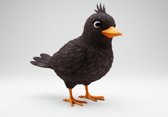 A cartoonish crow standing up