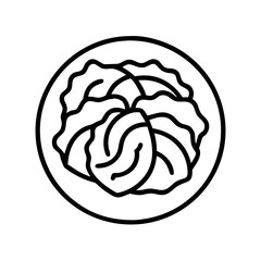 Illustration of a plate of kimchi korean food traditional cuisine outline icon