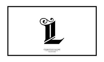 L or LL Alphabet letters logo vector monogram icon