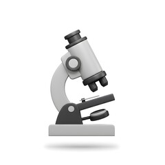 3D Render of a Modern MicroscopeGrey and Black Microscope for Science Education