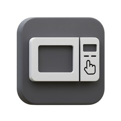 Obraz premium 3D Render of a Microwave Oven Icon on a Dark Gray Square Button App Interface Design Element