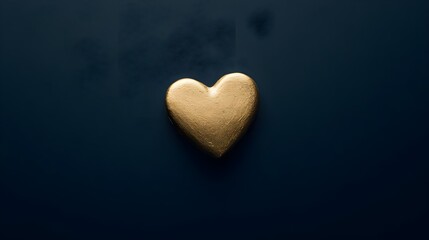 Fototapeta premium Simple Golden Heart on Deep Cyan Background with Soft Gradient