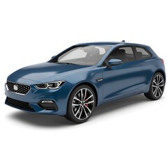 Sleek Blue Coupe: Modern Automotive Design  Studio Shot on White Background