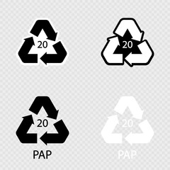 Obraz premium Paper recycling symbol PAP 20 set.