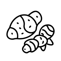 Ginger root drawing vector illustration, healthy cooking ingredient and spice art