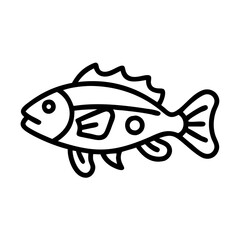 Outline drawing of a fish for coloring book pages and educational fish content use