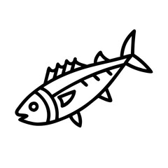 Outline drawing of a mackerel fish illustration seafood animal ocean aquatic life