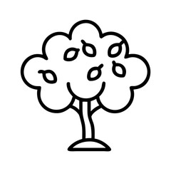 Outline drawing of a fruit tree with leaves vector illustration isolated art