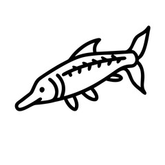 Illustration of a stylized paddlefish drawing for fishing and wildlife guides