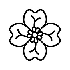 Outline floral design vector illustration of a blooming flower with petals art