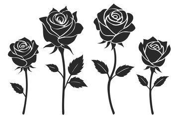 set of Rose silhouette vector illustration