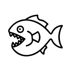Illustration of a piranha fish with sharp teeth vector drawing design outline art