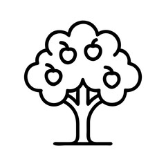 Illustration of apple tree with apples vector icon simple outline drawing style