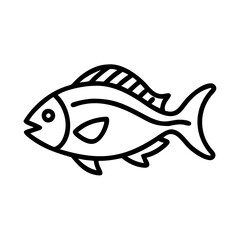 Fish illustration vector design, simple fish drawing, outline fish, sea animal art