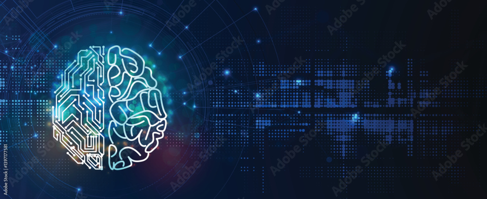 Poster artificial intelligence technology and cyber space concept