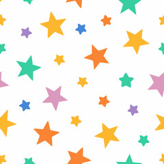 Colorful stars background for room decoration. A beautiful and colorful background vector. An attractive seamless vector pattern with full of multi colored stars.