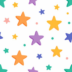 Seamless pattern with stars. Fabric pattern vector. Textile pattern design background. Beautiful seamless hand drawn  vector with colorful stars.