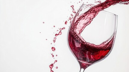 Graceful Red Wine Pour in Crystal Glass | Burgundy Splash on White Background | Elegant Liquid Motion