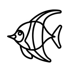 Outline illustration of a tropical fish swimming in the sea life drawing art
