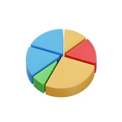 Colorful 3D Pie Chart Illustration: Data Visualization and Business Analytics Representation