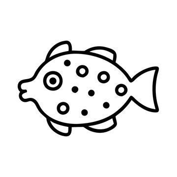 recommend clip art: Cute pufferfish drawing outline vector illustration sea life animal cartoon fish