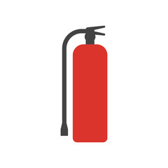 simple flat icon of a fire extinguisher. red safety equipment isolated on white background, perfect for emergency, firefighting, and fire prevention concepts