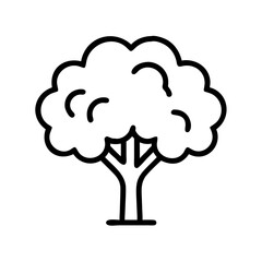 Tree vector drawing simple icon outline black and white nature forest design art