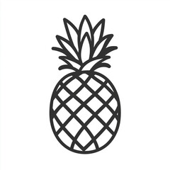 Pineapple Solid Line Icon Isolated on White Background